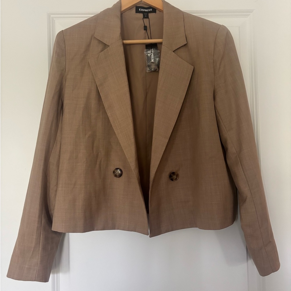 Tan Cropped Blazer by Express